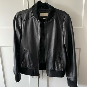 Michael Kors Genuine Leather Bomber Jacket